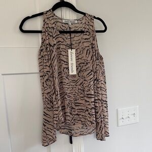 NWT Lovers + Friends Taupe and Black Animal-Print Sleeveless Camisole